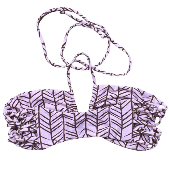 Tori Praver NWT Halter Tie Bandeau Pink Brown Swim Top Small - Picture 4 of 9